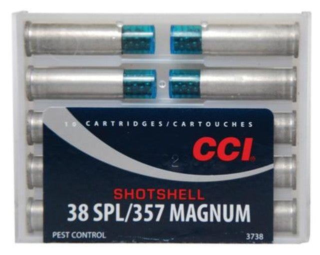 CCI Pistol 38 Special Shot Shell 9 Shot Aluminum Casing, 100gr, 10rd Box