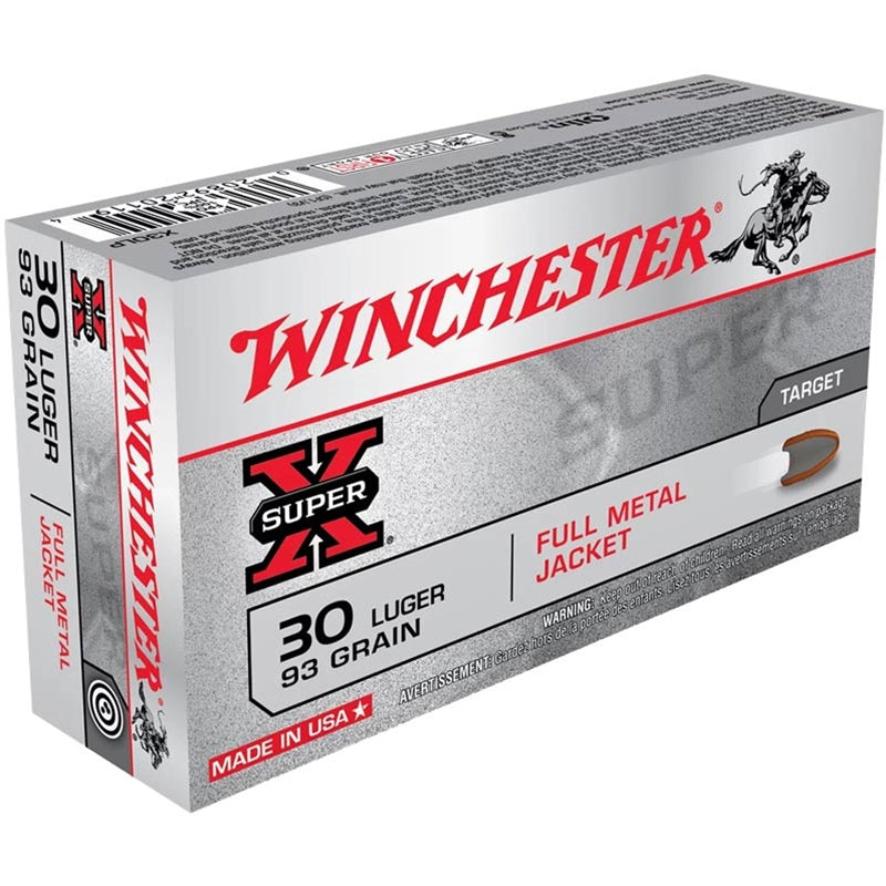 Winchester Super-X 30 Luger (7.65 Parabellum) Ammunition 93 Grain Full Metal Jacket - X30LP