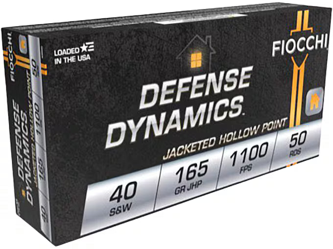 Fiocchi Defense Dynamics 40 S&W Ammo 165 Grain Jacketed Hollow Point Box of 50