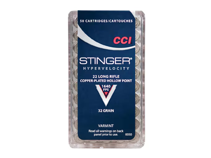 CCI Stinger 22LR Ammo 32 Grain Plated Hollow Point