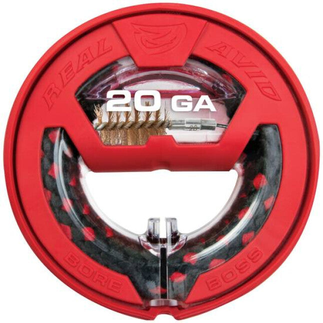 Real Avid Bore Boss 20 Gauge Single Pass Pull Through Bore Cleaner 32" Cable 10" Mop with Storage Handle