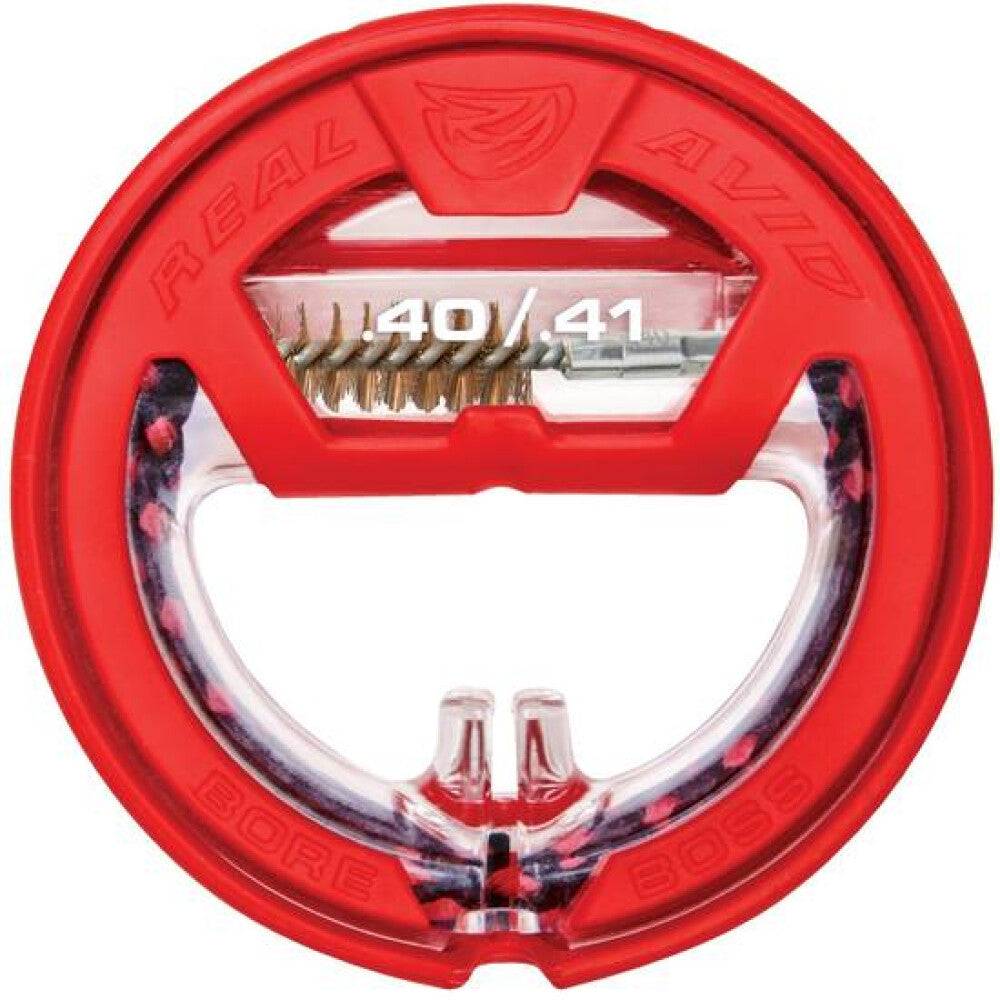 Real Avid Bore Boss .40/.41 Caliber Single Pass Pull Through Bore Cleaner 12" Cable 8.5" Mop with Storage Handle