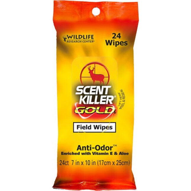 Wildlife Research Center Scent Killer Gold Odorless Formula 24 Count 7"x10" Field Wipes