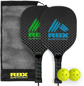 RBX Pickleball Equipment Set (2 Pack 2 Paddles, 2 Balls)
