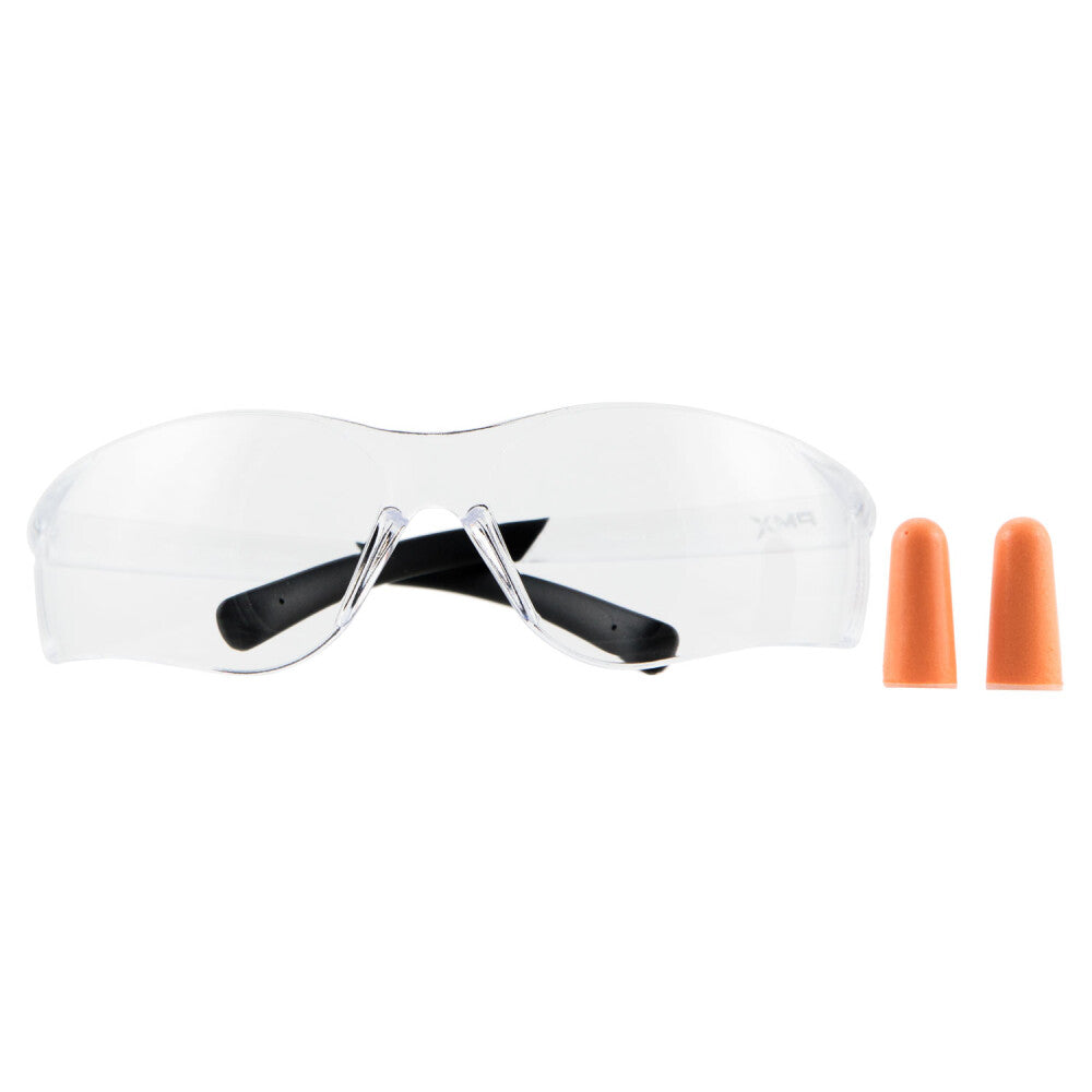 Pyramex Ztek Eye/Ear Protection Combo Package Clear Lens Glasses/Polyurethane Ear Plugs Orange