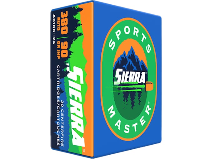 Sierra Sports Master 380 ACP Ammo 90 Grain Sierra Sports Master Jacketed Hollow Point Box of 20