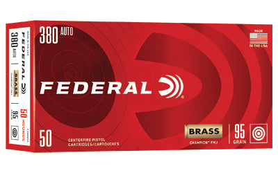 Federal Champion 380 Auto 95 Grain Full Metal Jacket 50 Round Box
