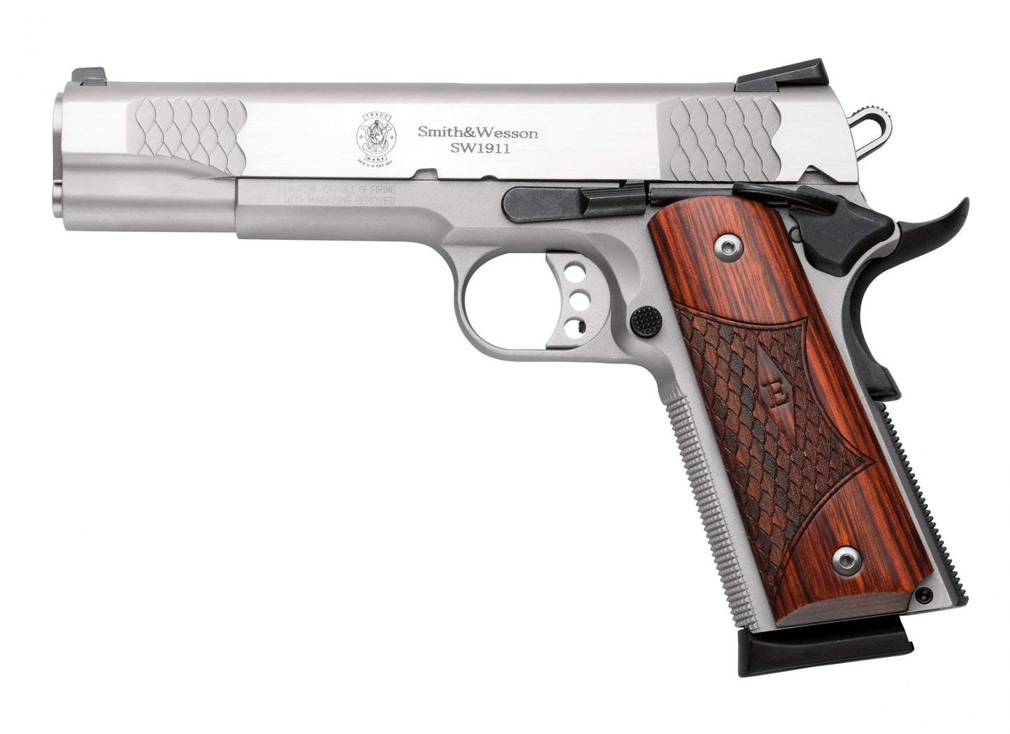 SMITH & WESSON SW1911 45ACP 5" SS/WD E-SERIES 108482 WHITE DOT SIGHTS 45 ACP