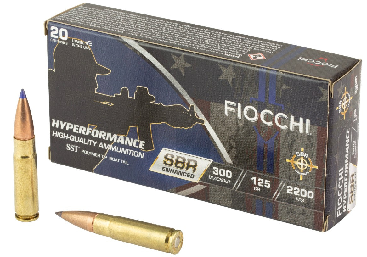 Fiocchi Ammunition, Hyperformance SBR, Enhanced, 300 Blackout, 125 Grain, SST, 20 Round Box