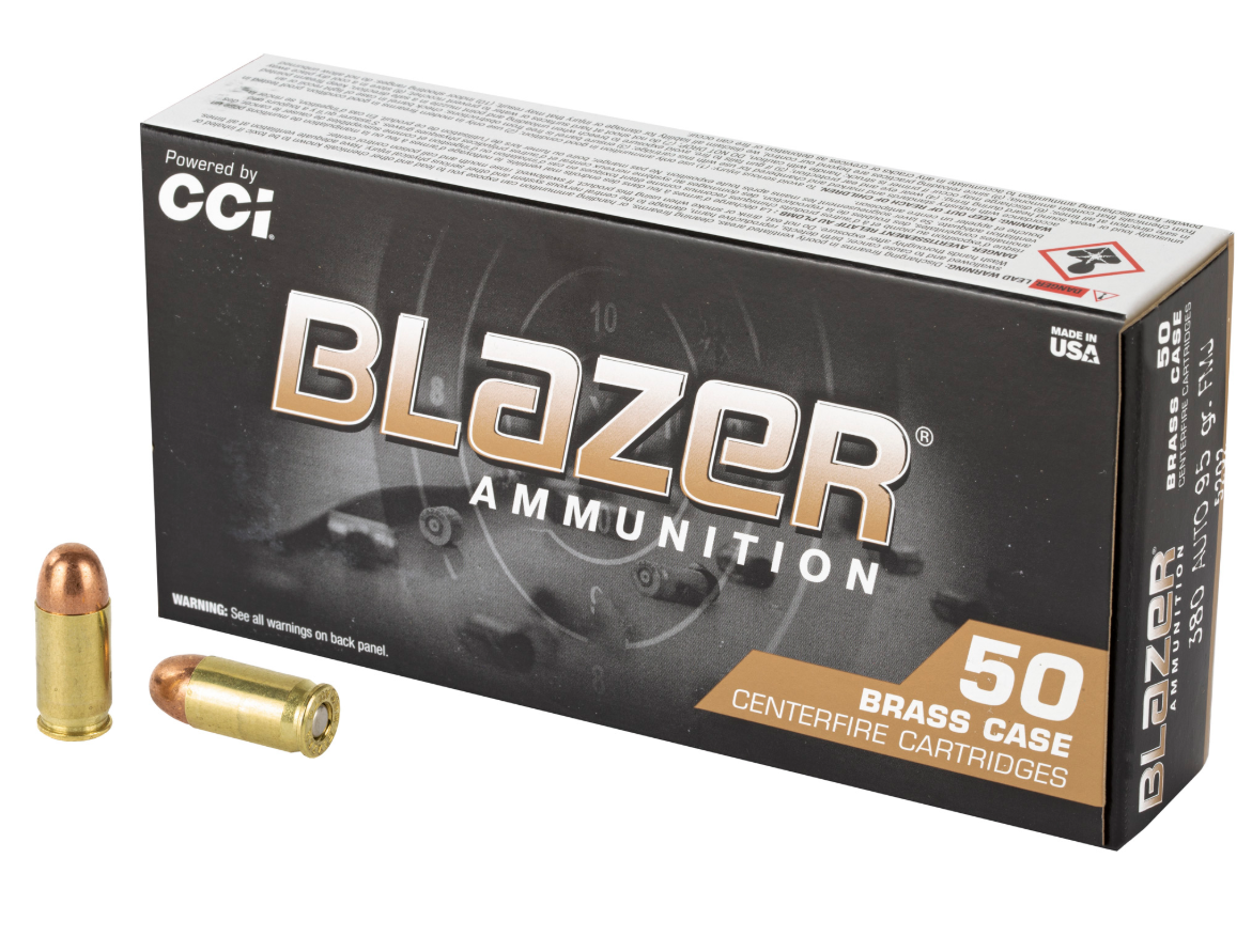 Blazer Ammunition, Blazer Brass, 380ACP, 95 Grain, Full Metal Jacket, 50 Round Box