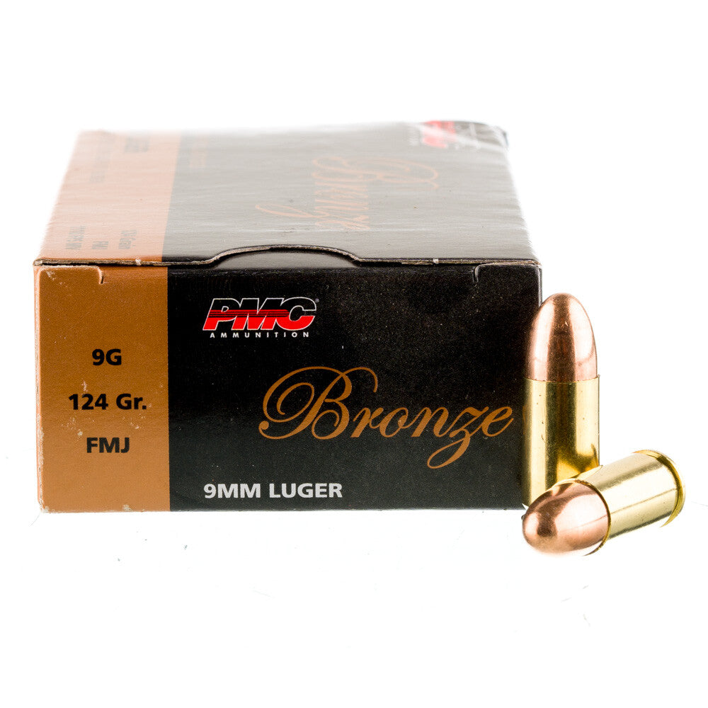 PMC Bronze 9mm Luger Ammunition 50 Rounds FMJ 124 Grain