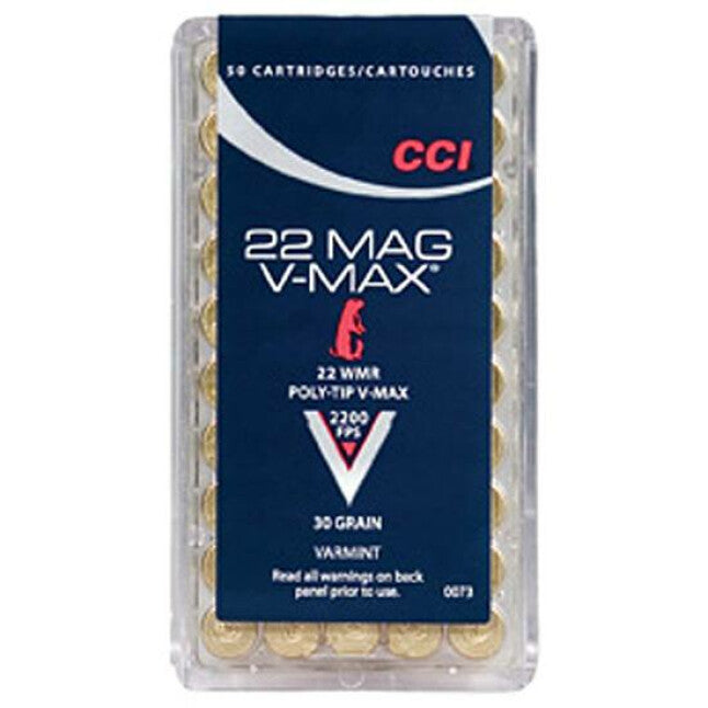 CCI Varmint .22 Magnum Ammunition 50 Rounds V-Max 30 Grains