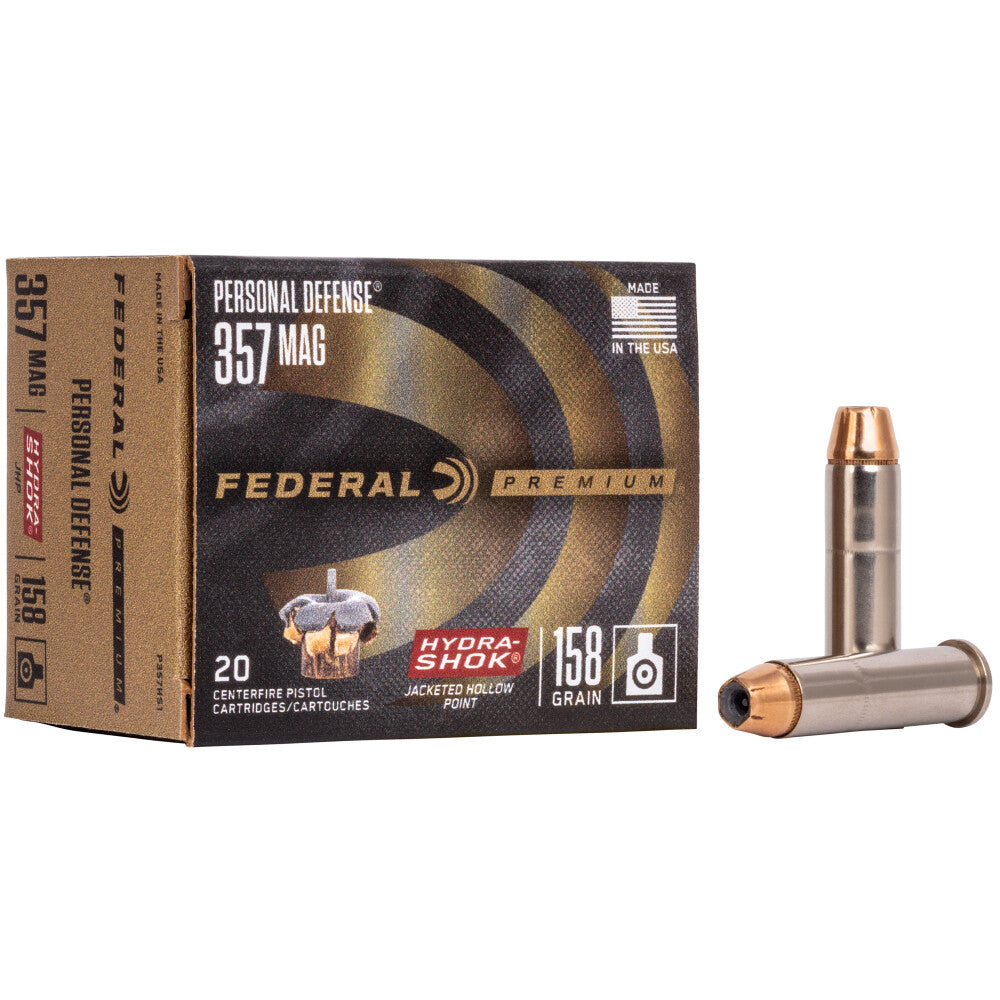 Federal Premium Hydra-Shok .357 Magnum Ammunition 20 Rounds JHP 158 Grains