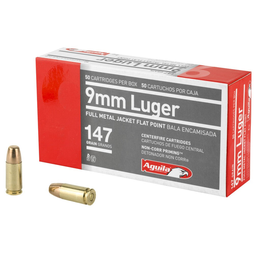 Aguila 9mm Luger Ammunition 50 Rounds FMJFP 147 Grain