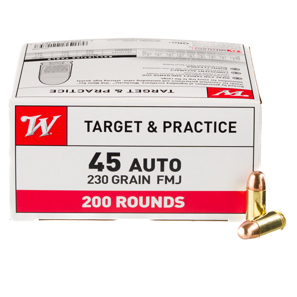 Winchester USA .45 ACP Ammunition 200 Rounds FMJ 230 Grain