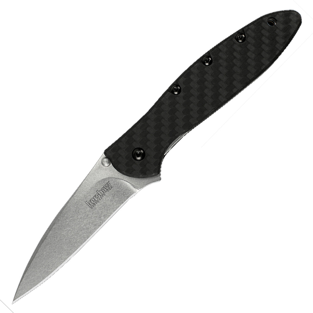 Kershaw Leek Folding 3" Plain Edge CPM154 Steel Blade with Carbon Fiber Handle