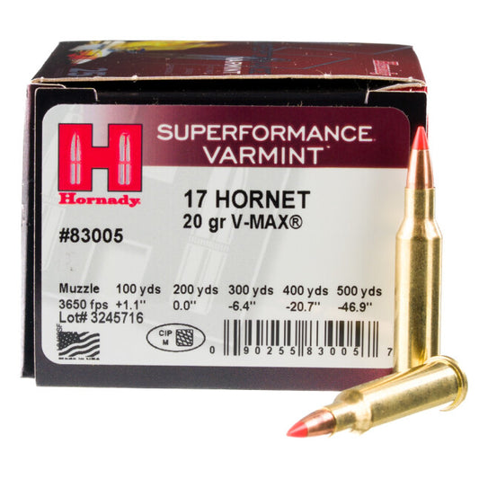 Hornady Superformance .17 Hornet Ammunition 25 Rounds V-Max 20 Grain