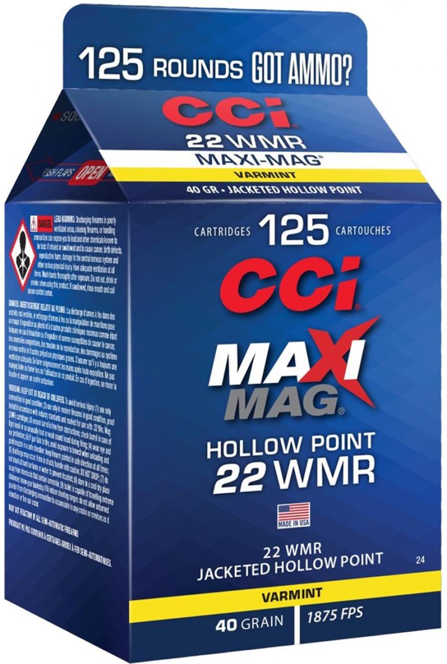 CCI 22 WMR Maxi-Mag Hollow Point JHP 40 GR 125 RDS