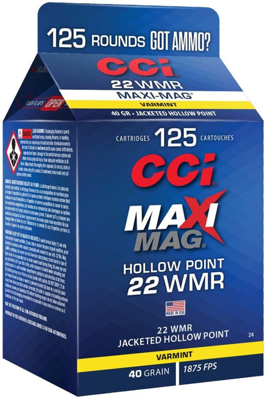 CCI 22 WMR Maxi-Mag Hollow Point JHP 40 GR 125 RDS