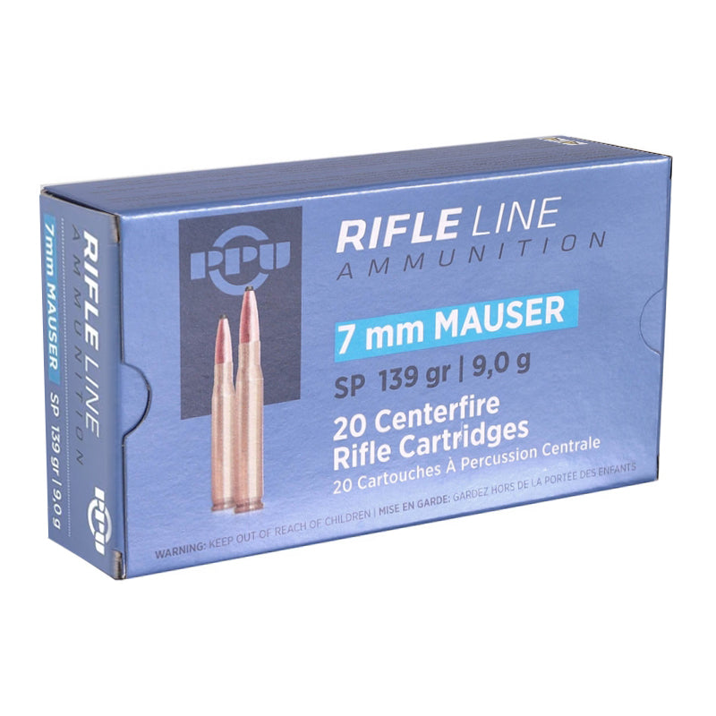 PPU 7x57mm Mauser (7mm Mauser) Ammo 139 Grain Jacketed Soft Point Box of 20