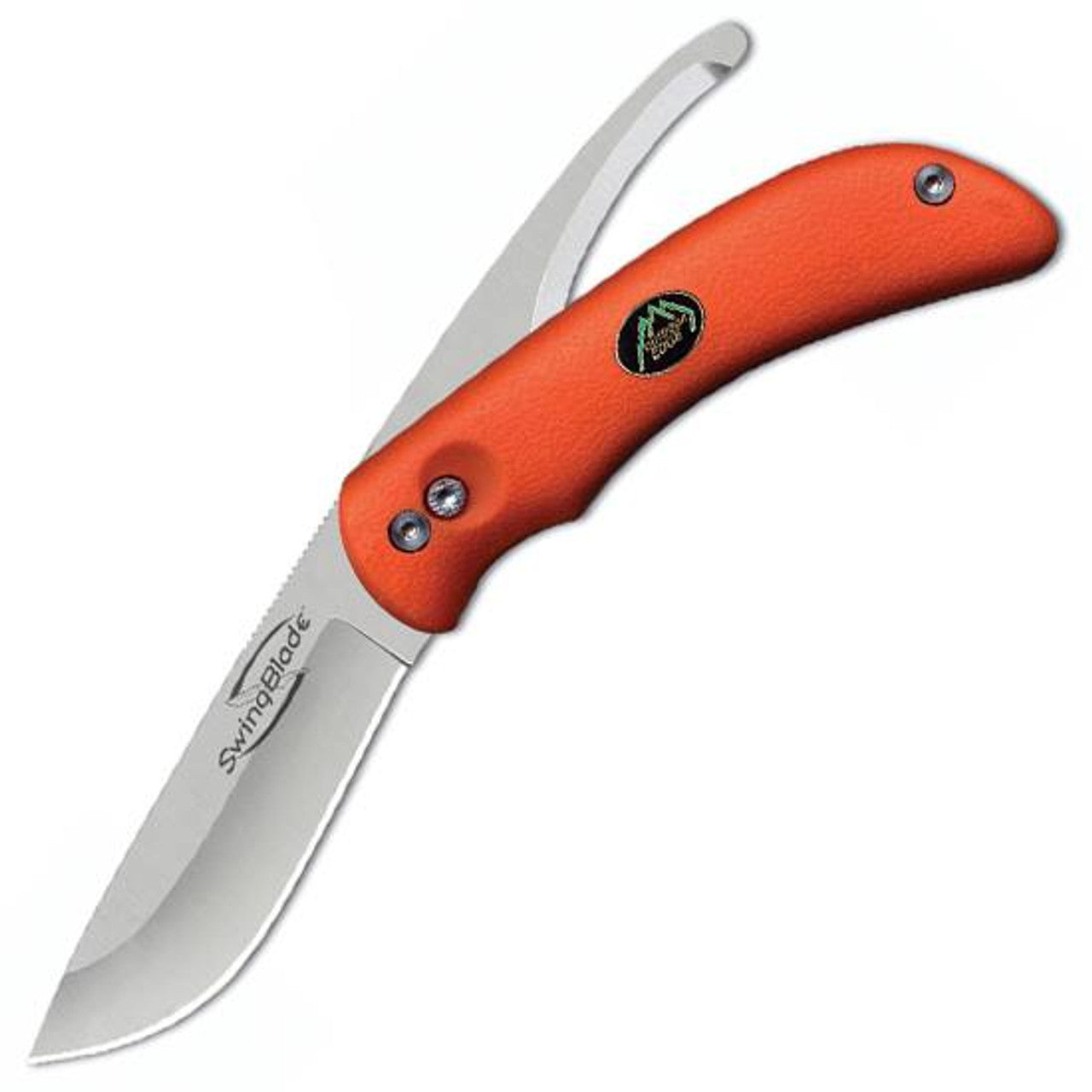 Outdoor Edge Swingblaze Swing 3.6" Skinning and 3.2" Gutting AUS-8A Stainless Steel Blade Kraton Handle Orange SZ-20N