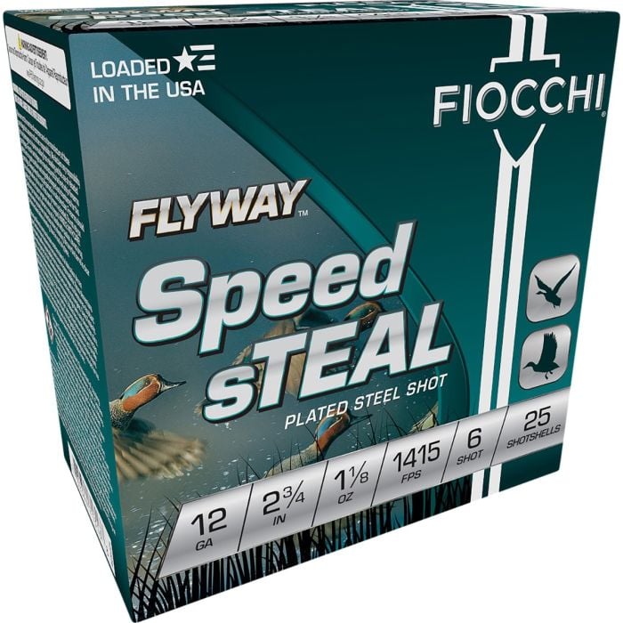 Fiocchi Flyway sTEAL Waterfowl 12 Gauge Ammunition 2 3/4" #6 1-1/8oz Steel Shot 1415 fps