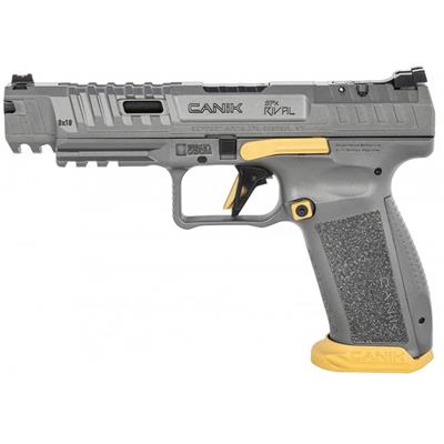 CANIK SFX RIVAL PISTOL 9MM 5 IN. GREY WITH GOLD 18 RD.