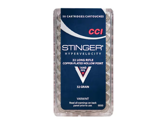 CCI Stinger 22LR Ammo 32 Grain Plated Hollow Point