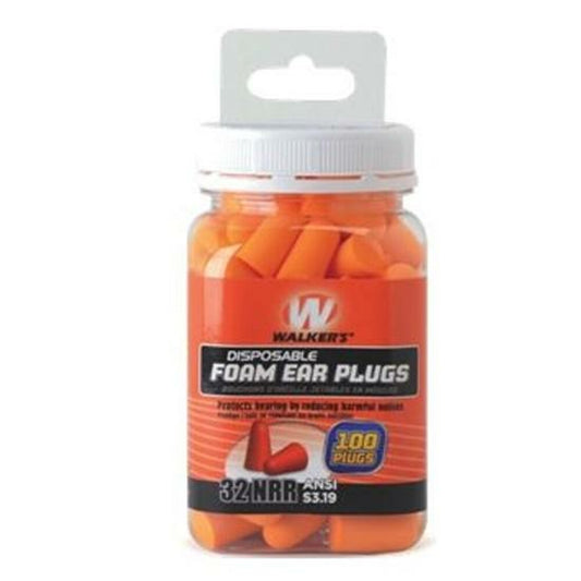 Walkers Game Disposable Ear Foam Ear Plug -32dB Noise Reduction Rating 100 Total Plugs