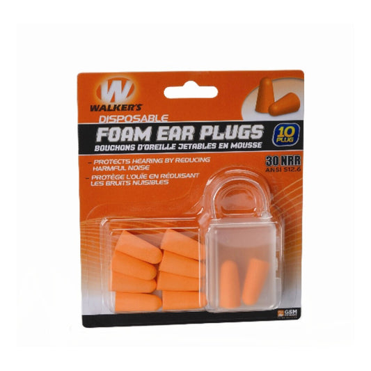 Walker's, Ear Plug, Foam, Orange, 5 Pairs per Pack, Includes Plastic Storage case