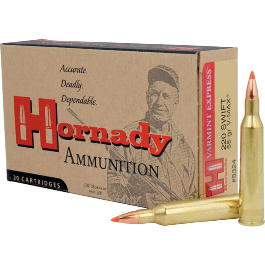Hornady Varmint Express .220 Swift Ammunition 20 Rounds V-MAX 55 Grain