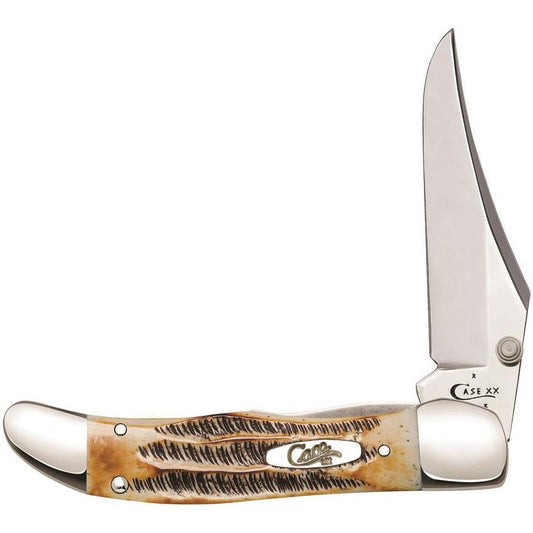 Case 65314 Kickstart Folding Hunter Assisted Opening Clip Blade Knife with Bonestag Handle