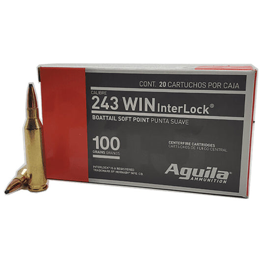 Aguila .243 Winchester Ammunition 20 Rounds BTSP 100 Grain