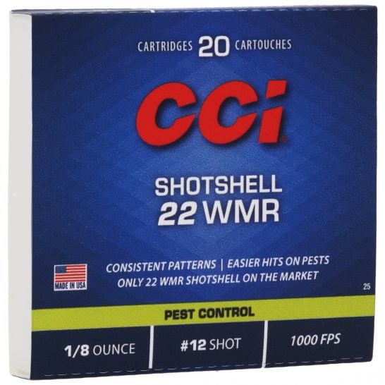CCI .22 Winchester Magnum Rimfire Shotshell 52 Grain #12 Shot Ammunition 20rds