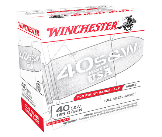 Winchester USA 40 S&W, 165 Grain, Full Metal Jacket, 200 Rounds