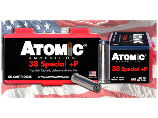 Atomic Ammunition 38 Special +P Ammo 148 Grain Lead Hollow Point Box of 50