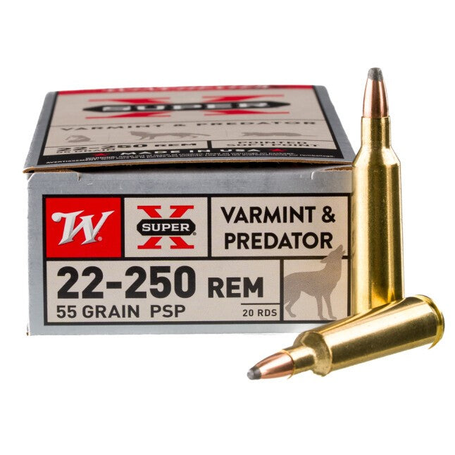 Winchester Super-X .22-250 Remington Ammunition 20 Rounds JSP 55 Grain ...