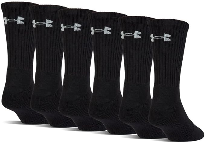 Under Armour UA Charged Cotton 2.0 Crew - 6-Pack YLG Black