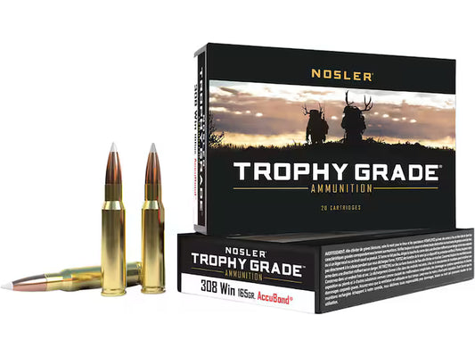 Nosler Trophy Grade 308 Winchester Ammo 165 Grain Nosler AccuBond Bonded Polymer Tip Box of 20