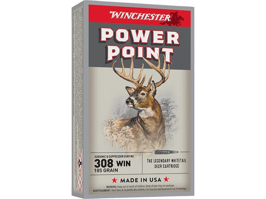 Winchester Super X Subsonic 308 Winchester Ammo 185 Grain Winchester Power-Point Jacketed Hollow Point Box of 20