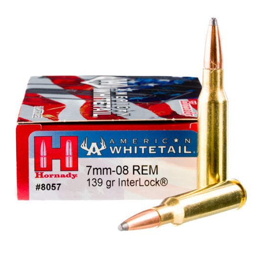 Hornady American Whitetail 7mm-08 Remington Ammunition 20 Rounds InterLock JSP 139 Grain