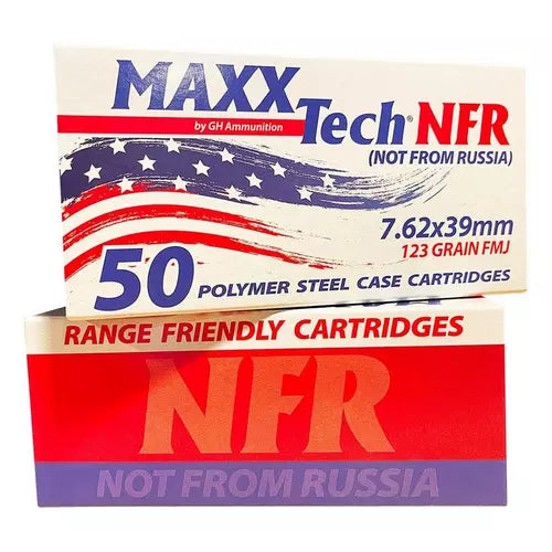 MaxxTech (NFR) FMJ Steel Cased 7.62x39mm Rifle Ammunition 50 Round Box