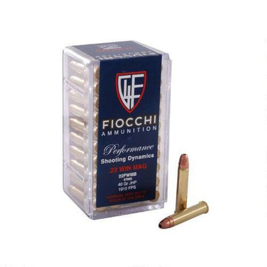 Fiocchi .22 WMR Ammunition 50 Rounds, Shooting Dynamics JHP, 40 Grains
