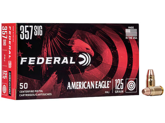Federal American Eagle 357 Sig Ammo 125 Grain Full Metal Jacket Box of 50