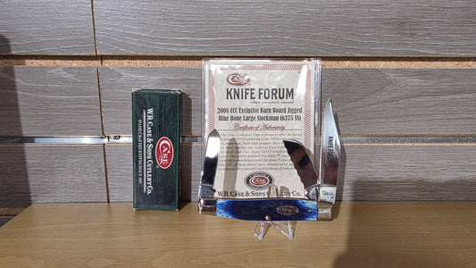 CASE XX KNIFE FORUM 2008 CCC EXCLUSIVE BARN BOARD JIGGED BLUE BONE LARGE STOCKMAN 6375