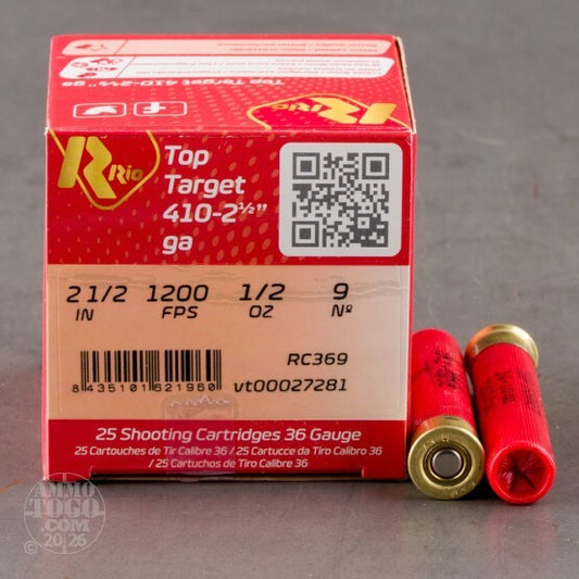410 Bore Rio Top Target 2-1/2" 1/2oz. #9 Shot Ammo 25rds