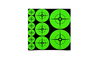 Birchwood Casey, Target Spots Assortment, Green, 60-1" Targets, 30-2" Targets, 10-3" Targets