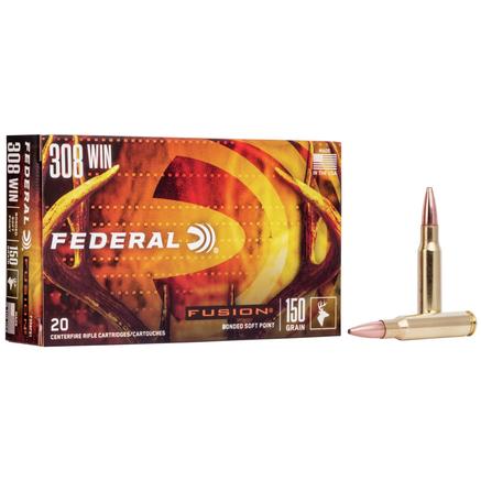 Federal Fusion Rifle Ammunition .308 Win 150 gr BTSP 2390 fps - 20/ct