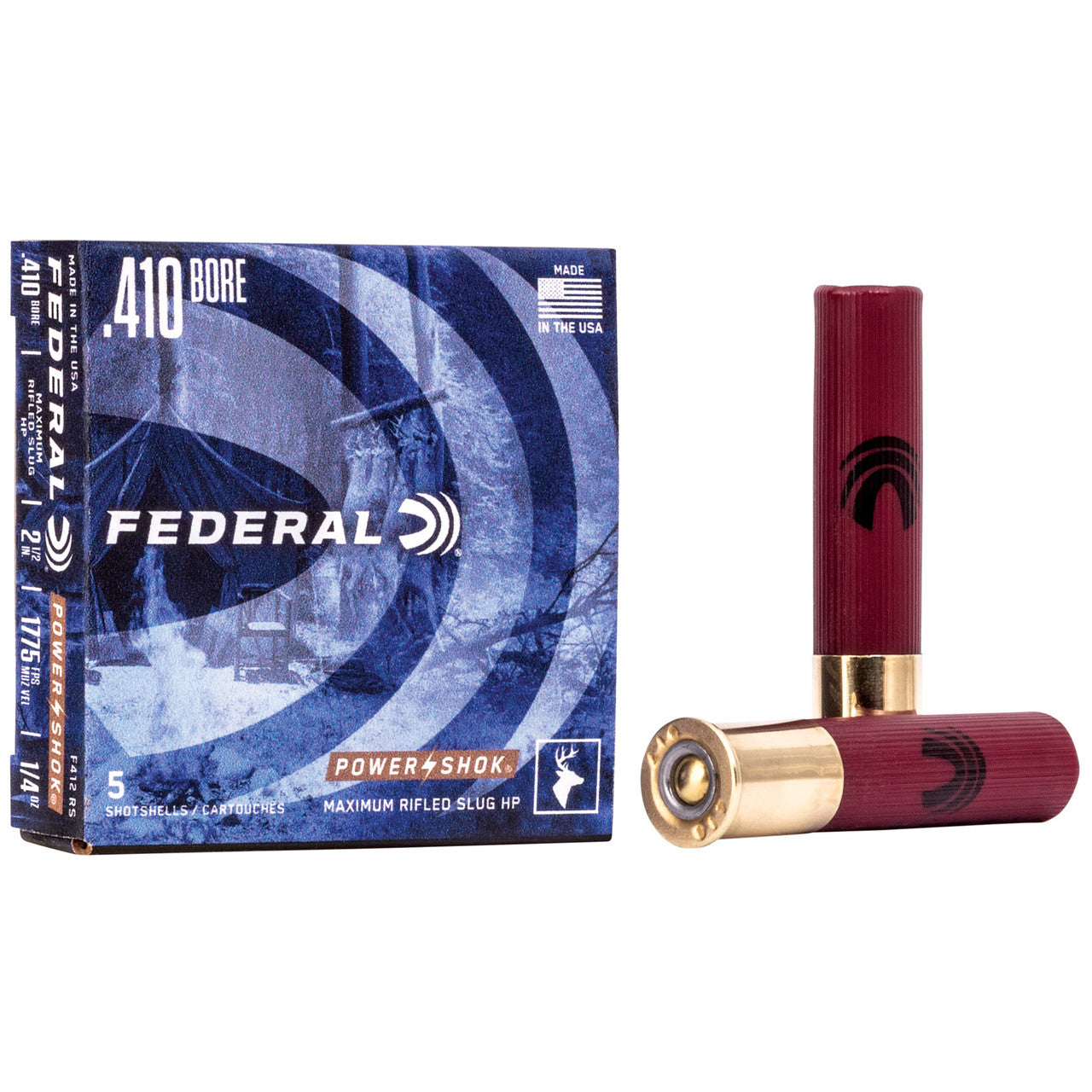 Federal | PowerShok | .25oz Rifled Slug Max Dram | 2.5" | .410ga