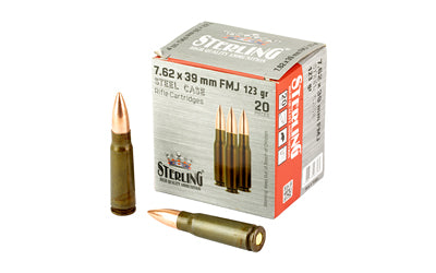 Sterling 7.62x39 Ammunition 20 Rounds FMJ 123 Grain Steel Cased